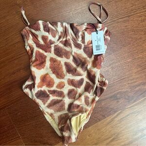 Giraffe Balconette One-Piece Swimsuit size S NWT